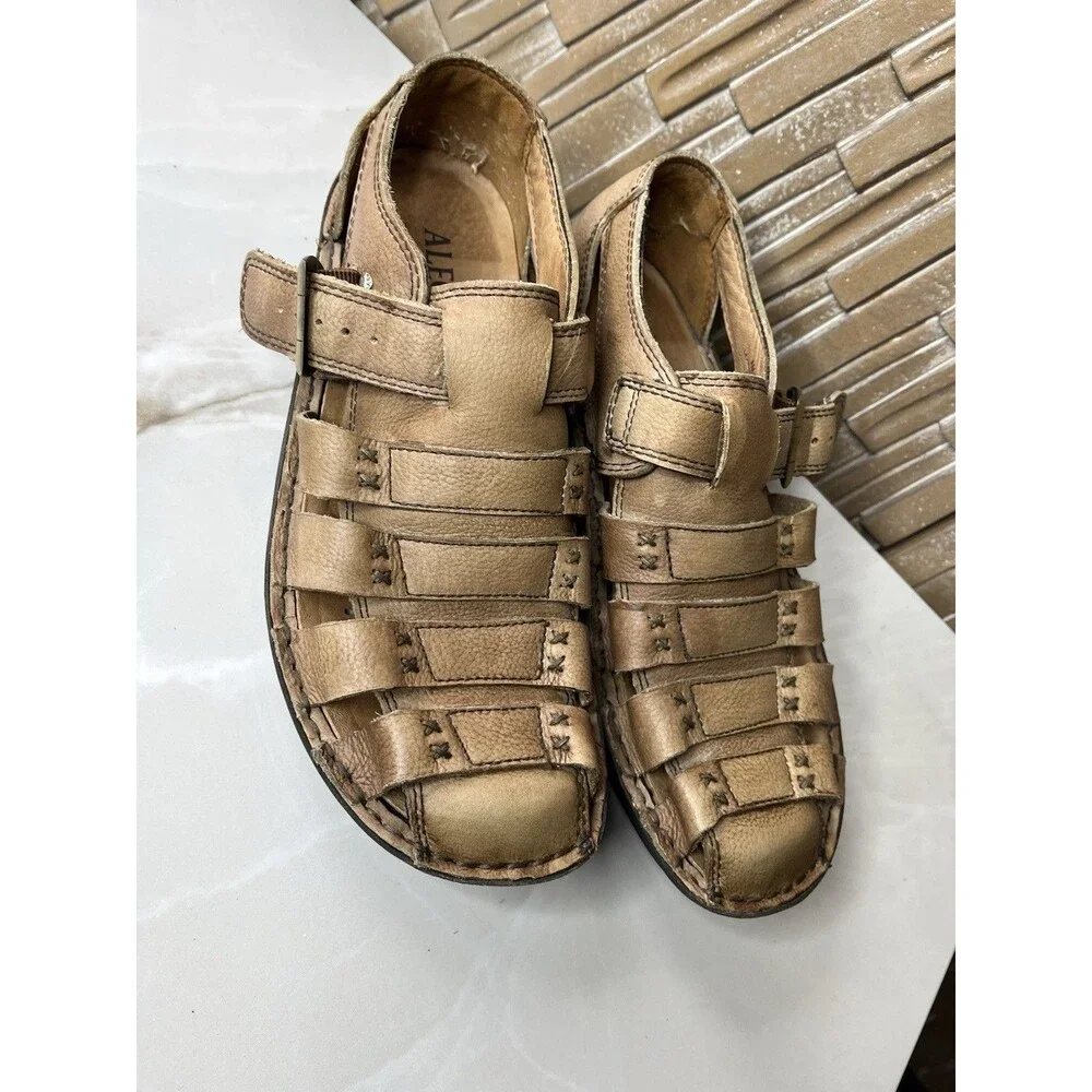 Alegria Martinique Brown Leather Fisherman Men Sandals Eur 41 US 8 Shoes